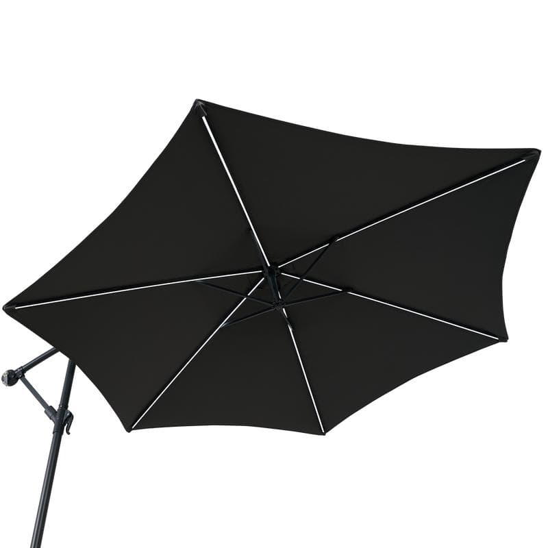 Parasol déporté avec LED - noir