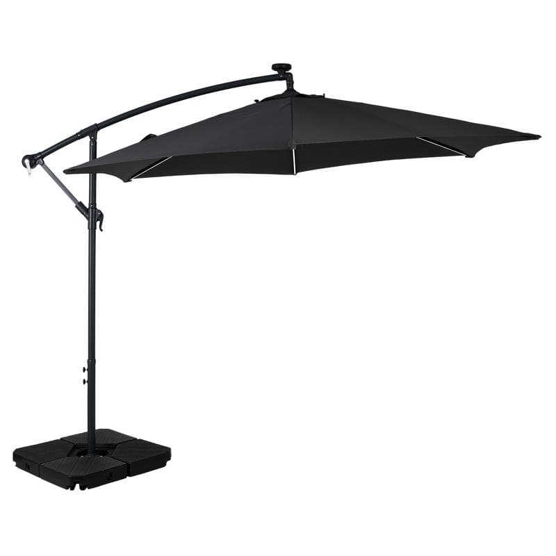 Zweefparasol met solar ledlampen – zwart