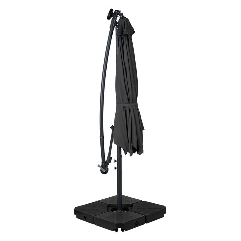 Parasol déporté avec LED - noir