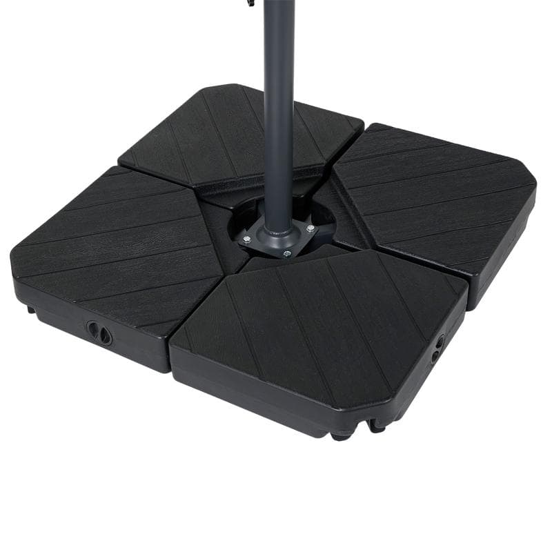 Zweefparasol met solar ledlampen – zwart