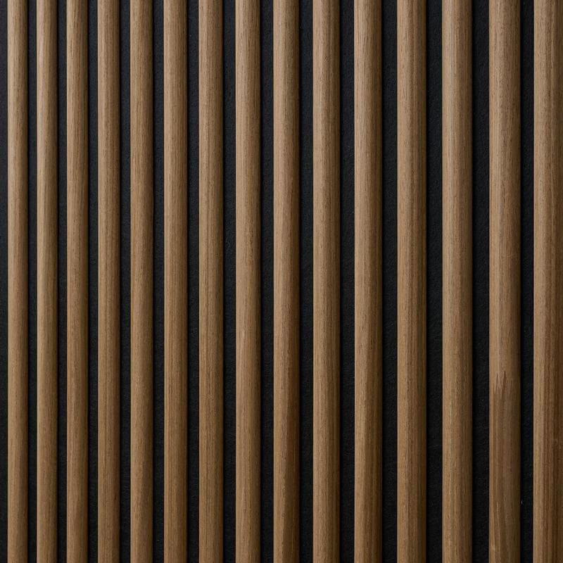 Akoestische wandpanelen met halfronde latjes - walnoot