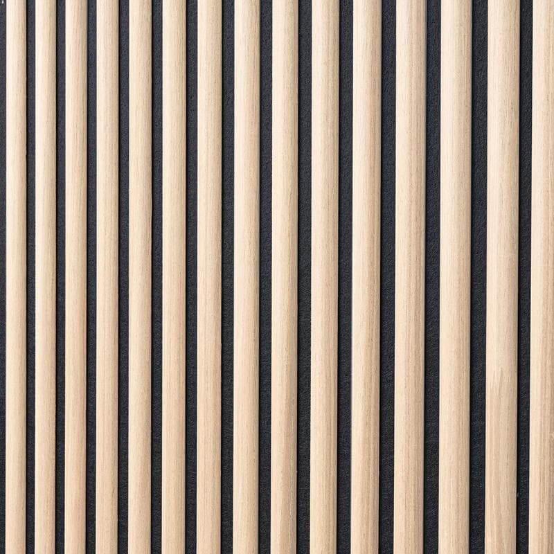 Akoestische wandpanelen met halfronde latjes - licht eiken