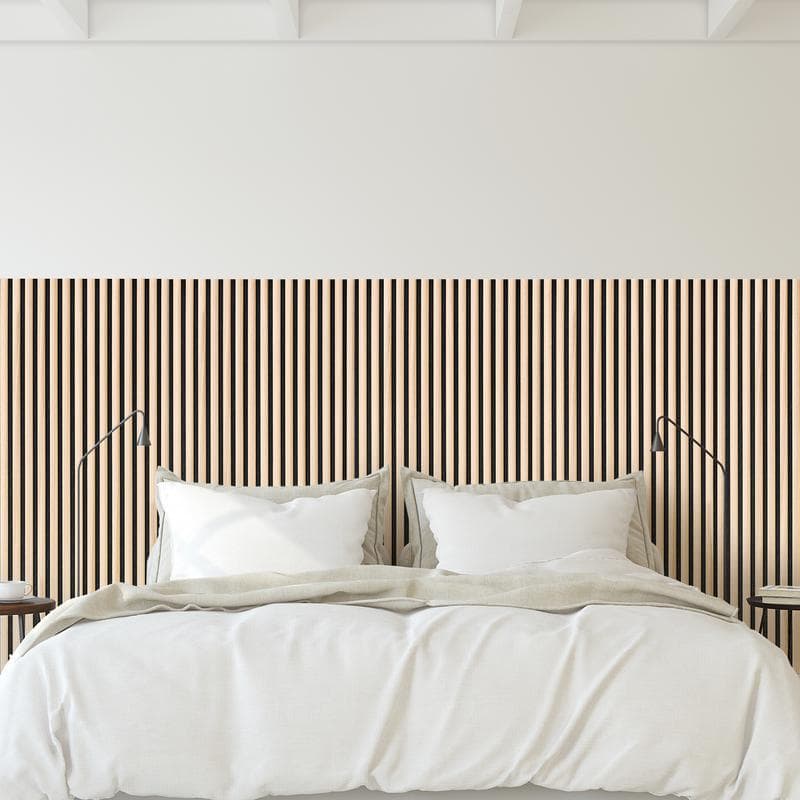 Akoestische wandpanelen met halfronde latjes - licht eiken