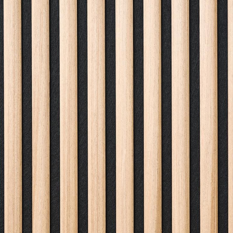 Akoestische wandpanelen met halfronde latjes - licht eiken