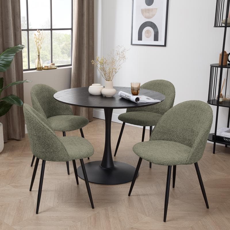 Stoelen bouclé - 2 stuks - Olive Green