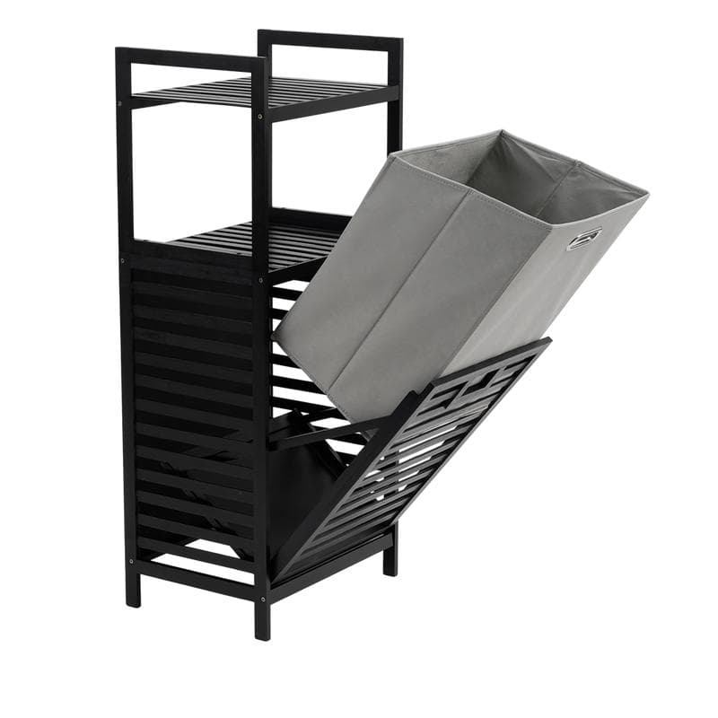 Panier à linge bambou premium - noir