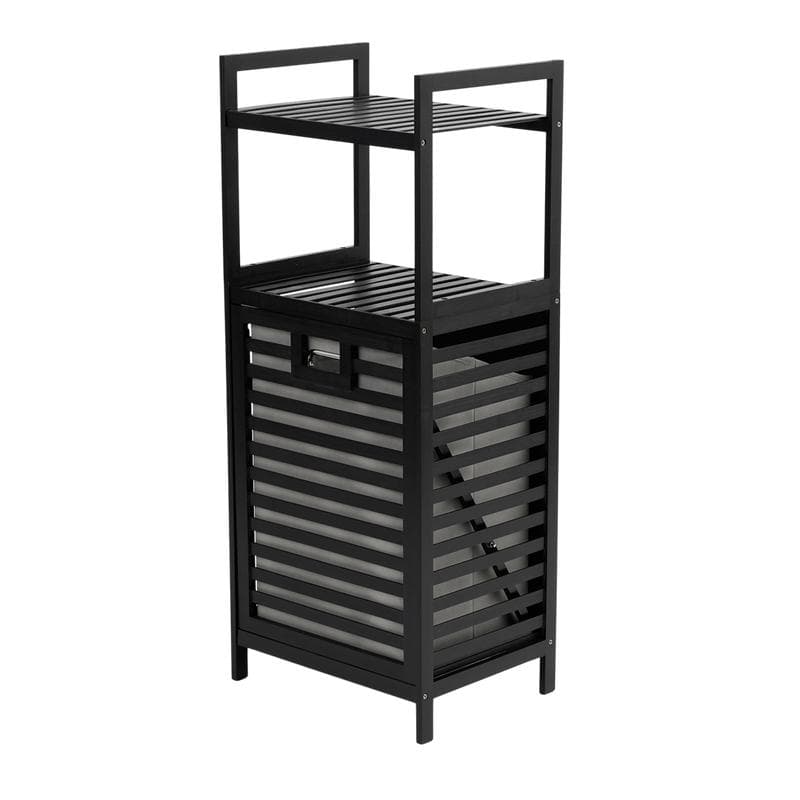 Luxe bamboe wasmand - zwart-1