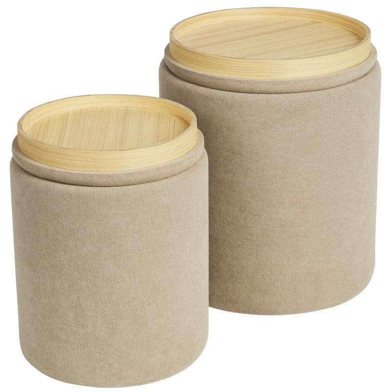 Ronde opbergpoefs met dienbladen-1