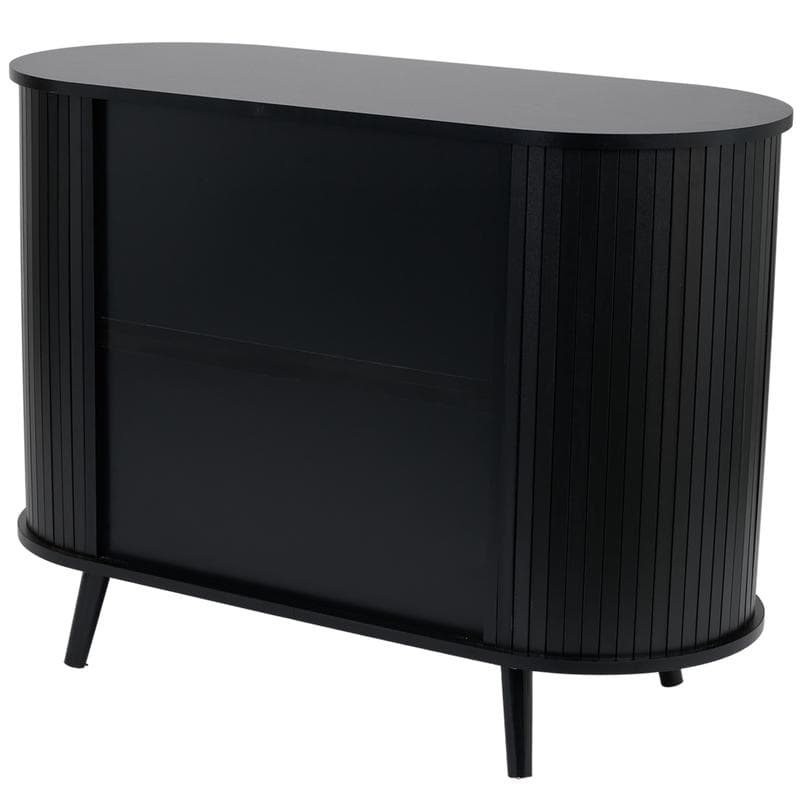 Ovaal dressoir met latjes - zwart