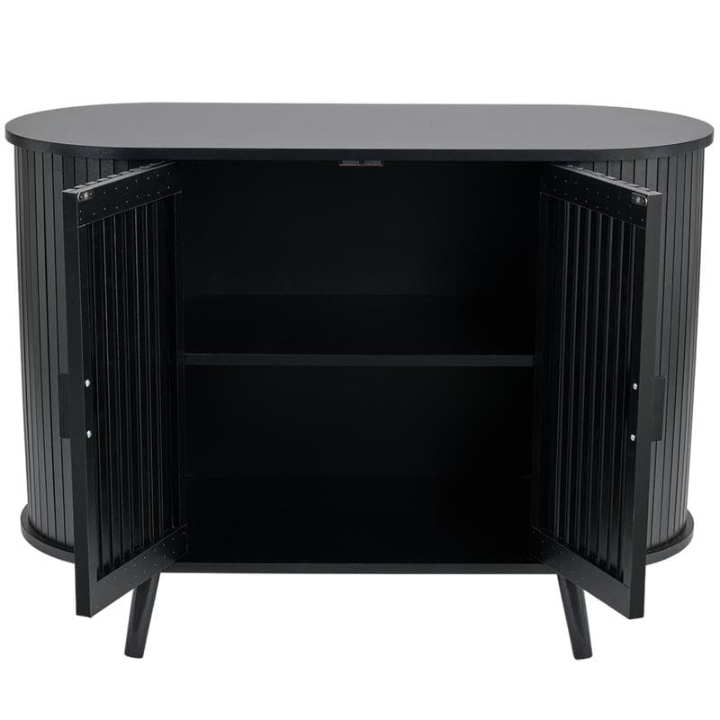 Ovaal dressoir met latjes - zwart