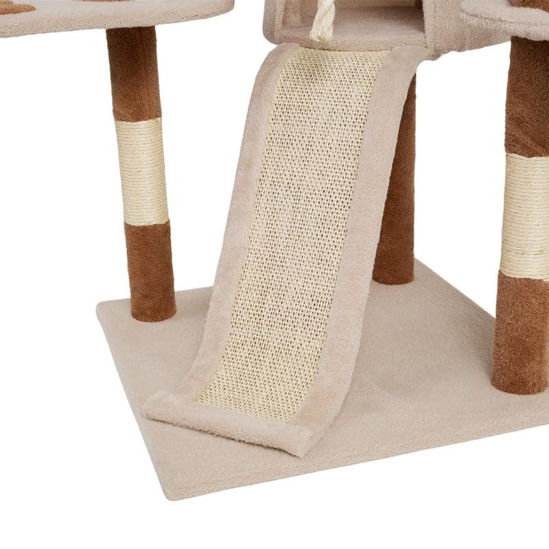 Arbre à chat avec griffoir en sisal - marron et crème
