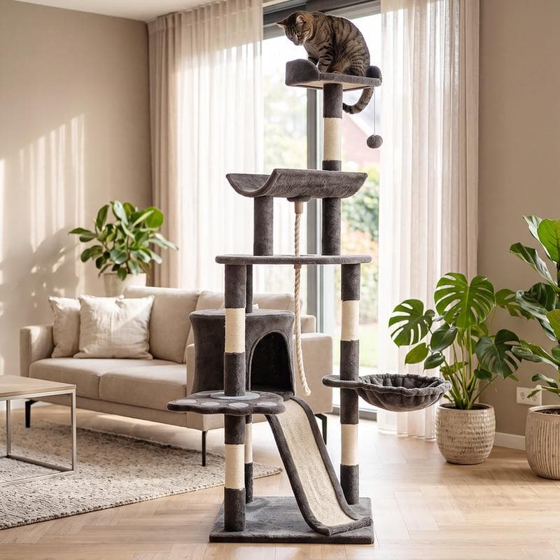 Krabpaal voor katten met sisal - grijs