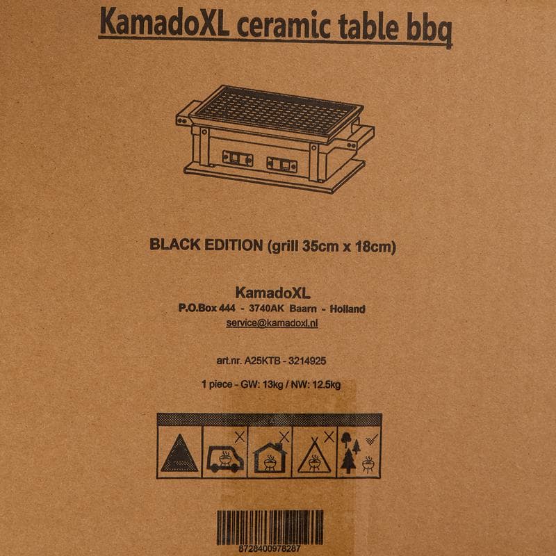 Keramische tafelbarbecue - zwart