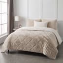 Lazy all-in-one dekbed ribstof - off white