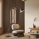 Akoestische wandpanelen met halfronde latjes - walnoot