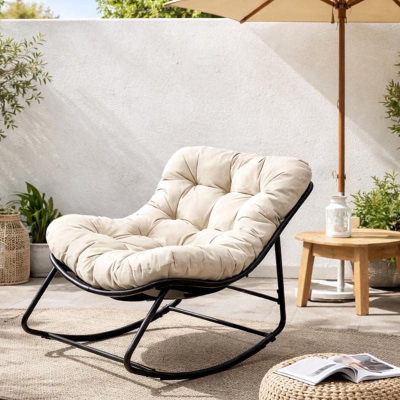 Fauteuil à bascule avec coussin - crème