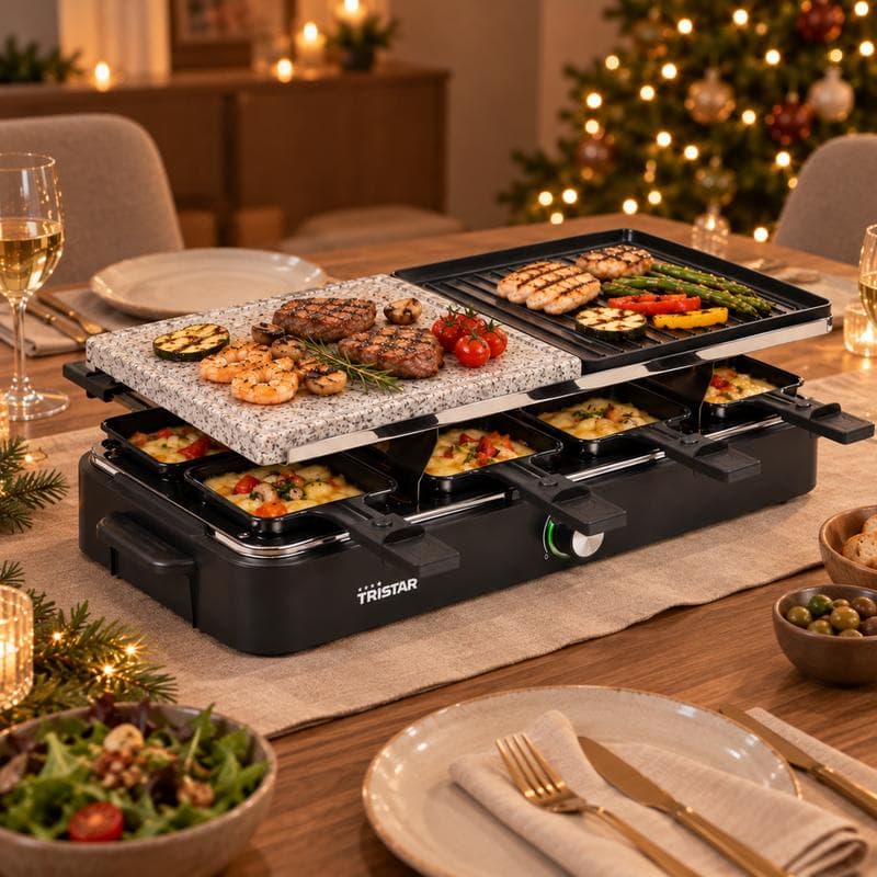 Tristar raclette- en gourmetset met steengrill