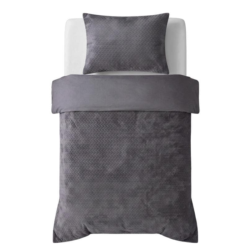 Teddy Hongaarse punt dekbedovertrek - antraciet-1