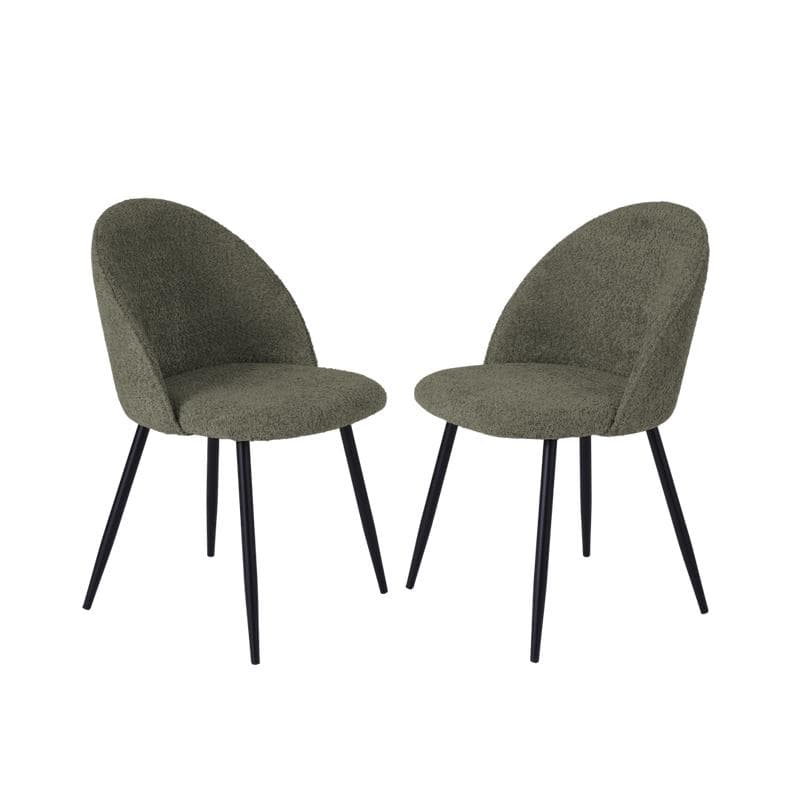 Stoelen bouclé - 2 stuks - Olive Green - Zithoogte 47 cm