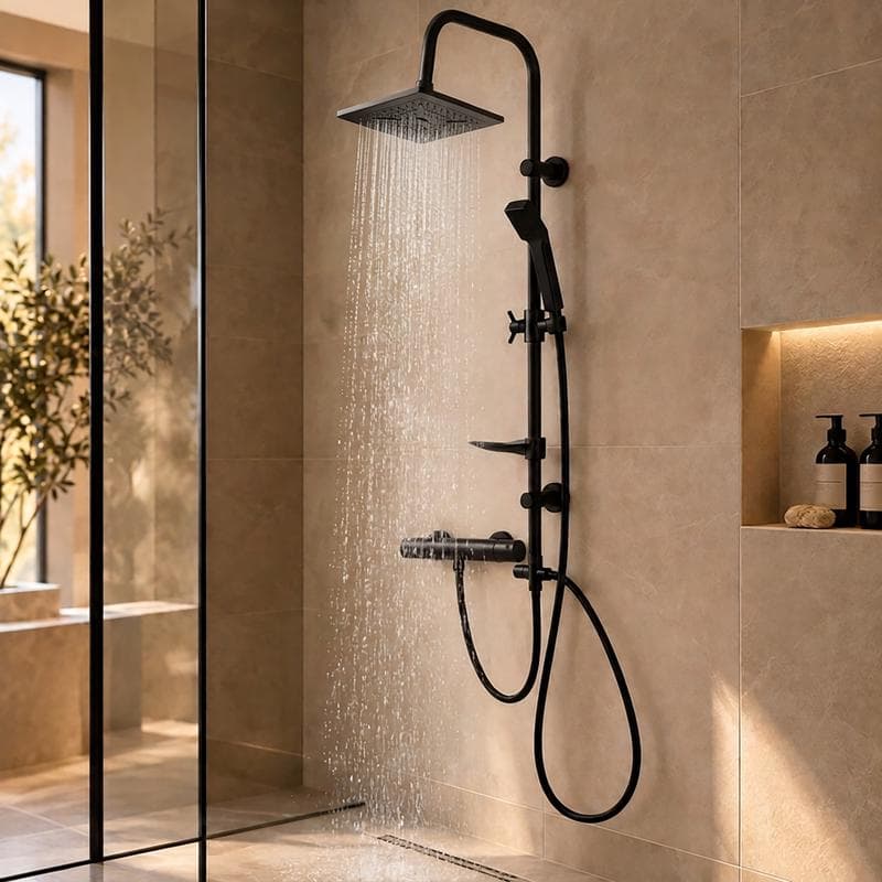 Colonne de douche à effet pluie premium - noir
