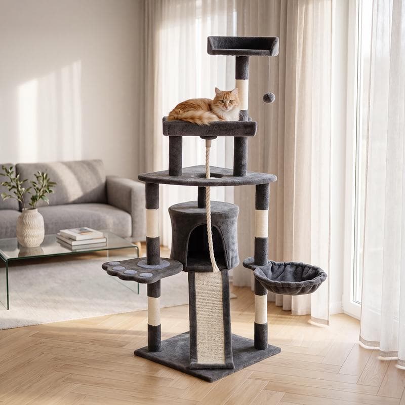 Krabpaal voor katten met sisal - grijs