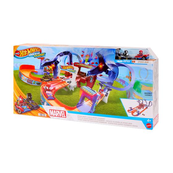 Hot Wheels RacerVerse Spider-Man racetrack in packaging