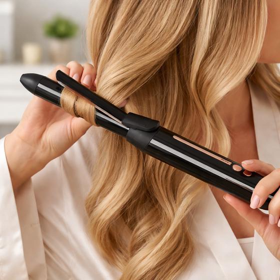 BaByliss 9000 Cordless Curling Tong krultang in gebruik