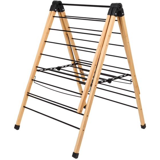 Bamboo clothes drying rack - folded