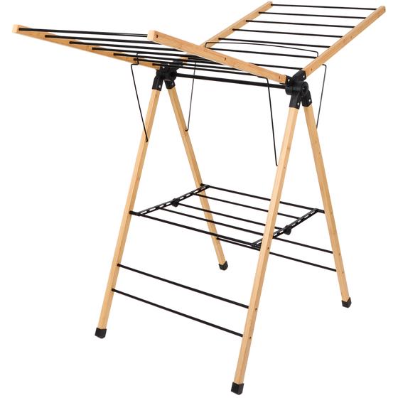 Bamboo drying rack for clothes - side view