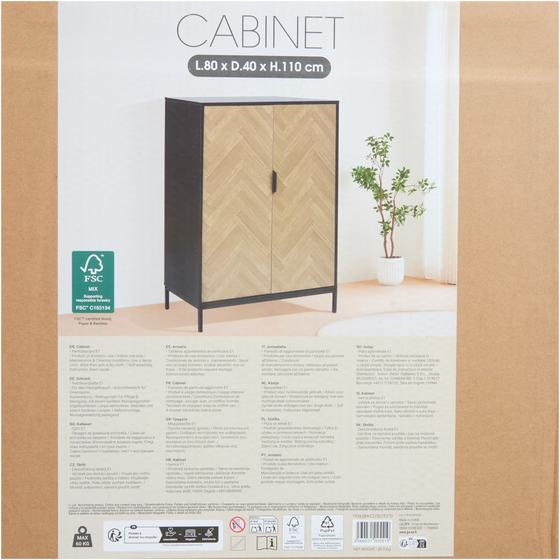 Herringbone cabinet in packaging