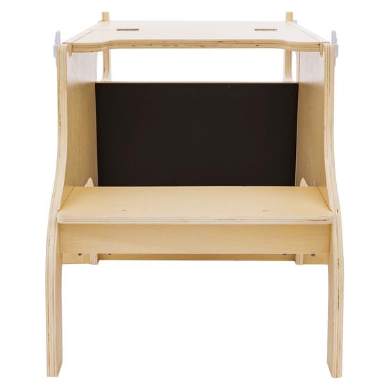 Leertoren uitgeklapt als tafel met stoeltje - achterkant