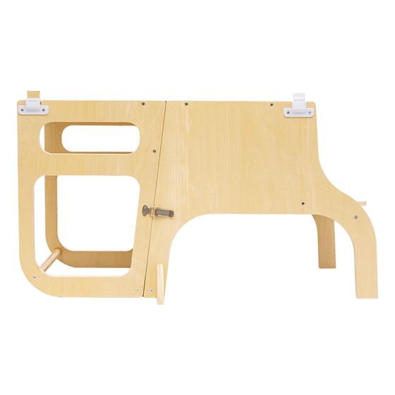 Leertoren uitgeklapt als tafel met stoeltje -zijkant rechts