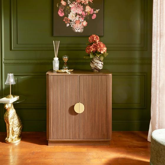 Ribbed design walnut sideboard - lifestyle image