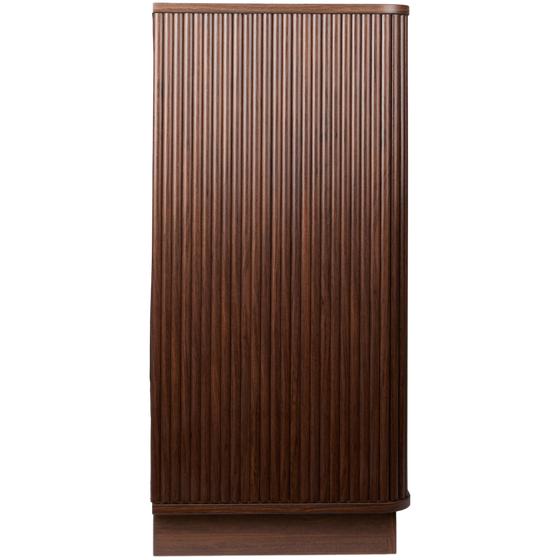 Ribbed design walnut sideboard - side view