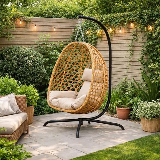 Hangstoel met standaard - bruin inspiratie in de tuin