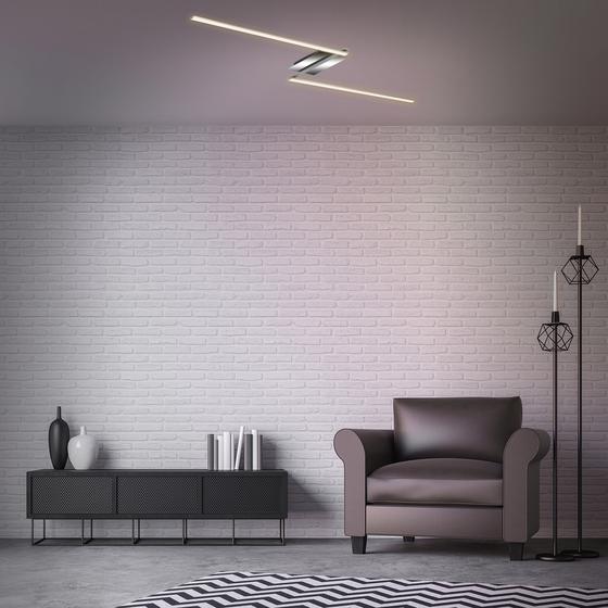 Moderne led plafondlamp - Zilver aan in huis