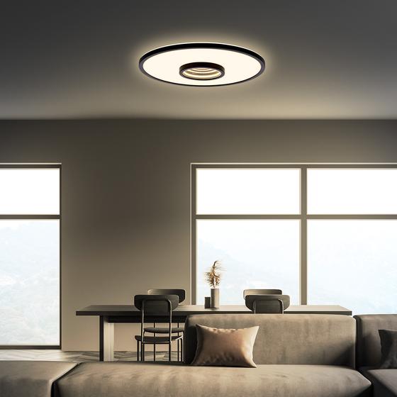 Round LED infinity tunnel ceiling light - living room lifestyle image
