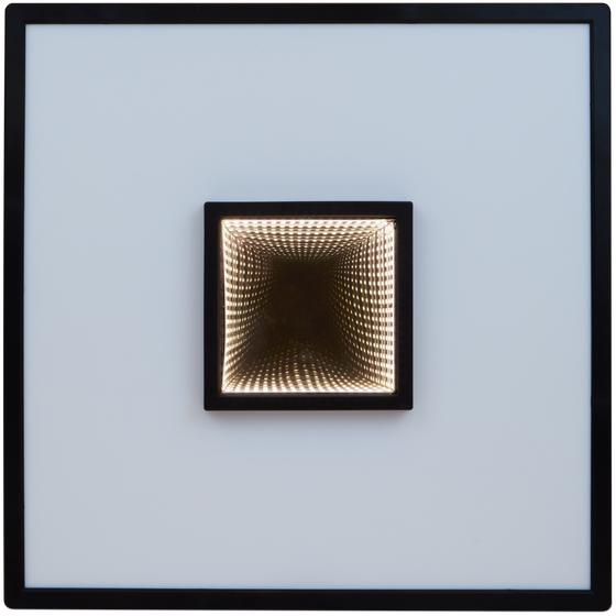 Square LED infinity ceiling light - black - tunnel effect switched on
