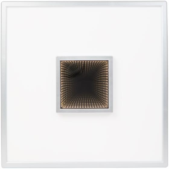Square LED infinity ceiling light - chrome - tunnel effect switched on