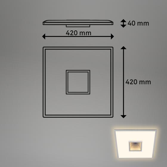 Square LED infinity ceiling light - chrome - dimensions