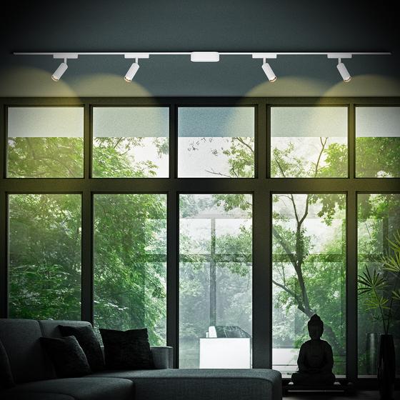 Track lighting with 4 spotlights - white - lifestyle image living room