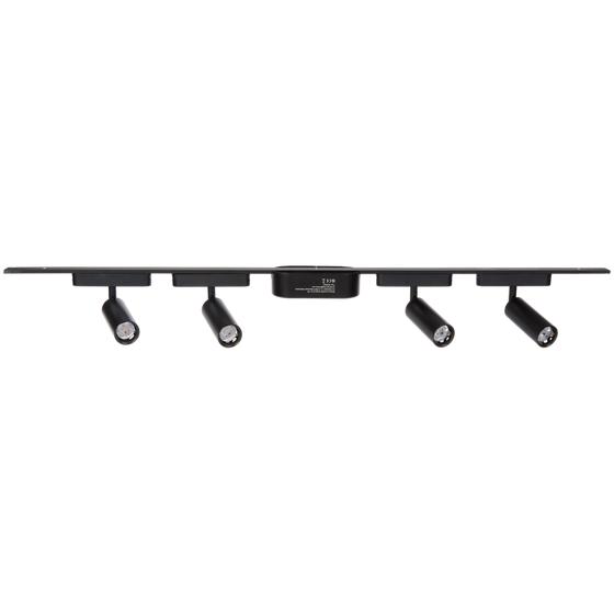 Track lighting with 4 spotlights - black - front view