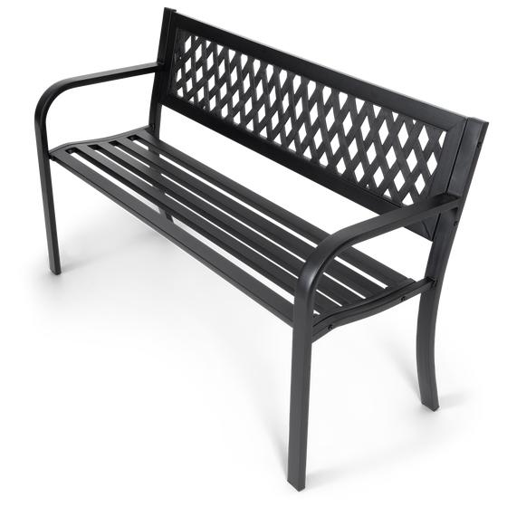 Banc de jardin en acier vue de côté