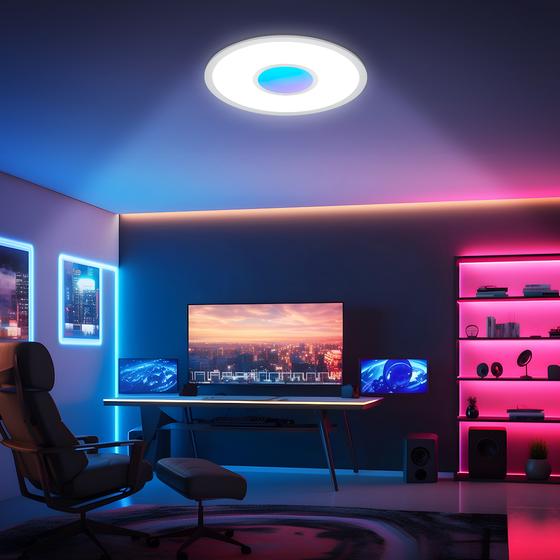 Telefunken LED panel rond 45cm - Magic RGB centerlight in de gamekamer