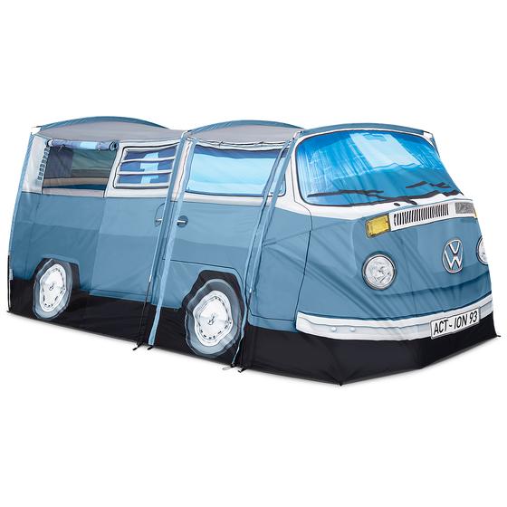 Volkswagen-bus tent in retro blauw met grondzeil