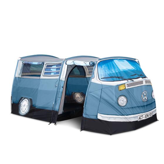 The Volkswagen bus tent with opening to the awning