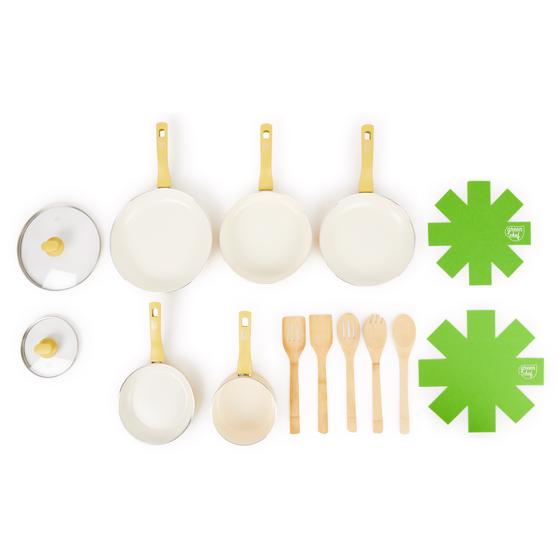 Greenchef 14-piece pan set - complete set top view