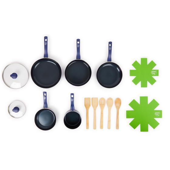 Greenchef 14-piece pan set - complete set top view