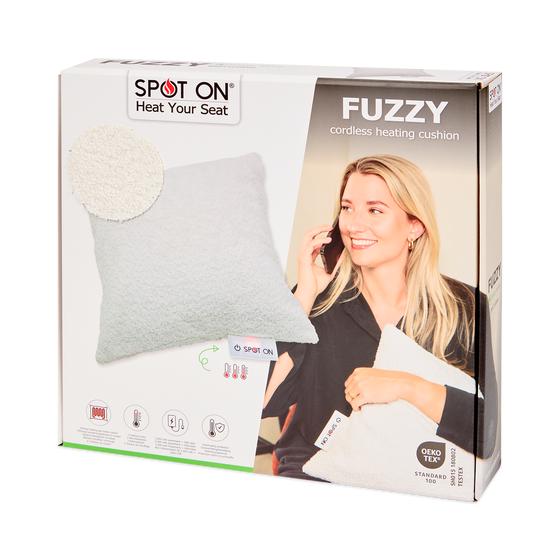 Spot On infrared heated cushion Fuzzy - White in packaging