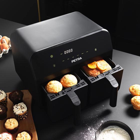 petra smart fryer in gebruik met muffins